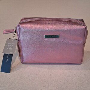 Tahari Pink Shimmer Large Top Zip Travel Cosmetic Bag